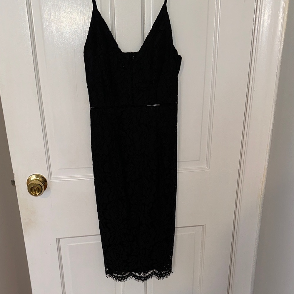 Astr Black Lace Midi Dress